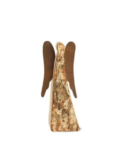 Ange De Noël En Bois Avec Ailes Metal, 9 Cm