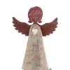 Ange En Bois Avec Coeur Et Ailes Metal, 15,5 Cm