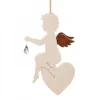 Ange En Bois D'Erable Avec Un Cristal Swarovski Assis Sur Un Coeur