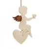 Ange Pour Sapin En Bois D'Erable Assis Sur Un Grand Coeur