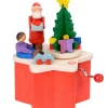 Boite A Musique A Manivelle Rouge, Père Noël Et Enfant