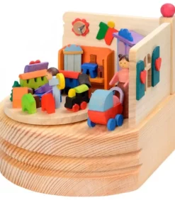 Boite A Musique En Bois, Maman Et Ses 2 Enfants