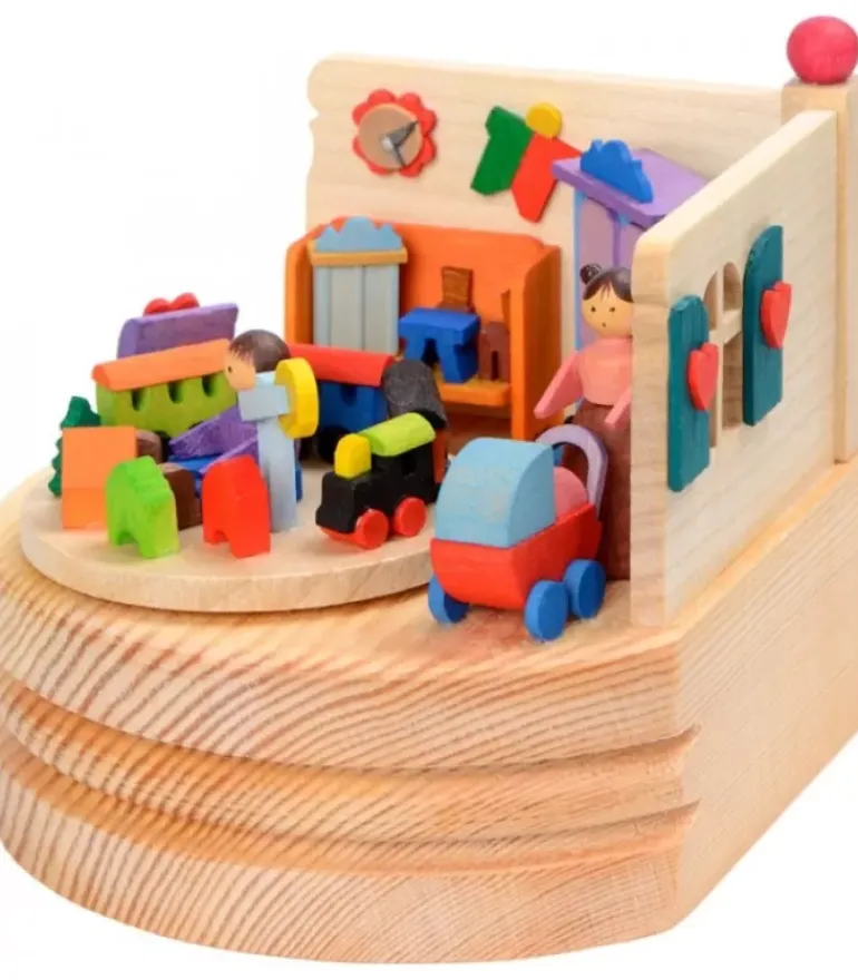 Boite A Musique En Bois, Maman Et Ses 2 Enfants