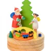 Boite A Musique En Bois, Père Noël Et Ange Blanc