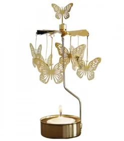 Bougeoir Carrousel Papillons Dores
