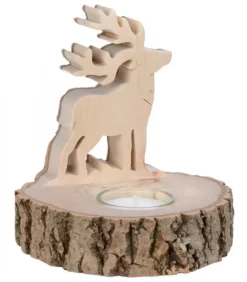 Bougeoir En Bois Brame Du Cerf, 13 Cm
