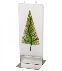 Bougie Déco Sapin De Noël Fantasie Et Boules Colorees