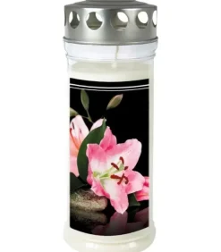 Bougie Funeraire Fleur De Lys, 21,5 Cm