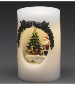 Bougie Led Père Noël Avec Petit Chien