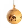 Boule De Noël En Bois, Motif Crèche, 6 Cm