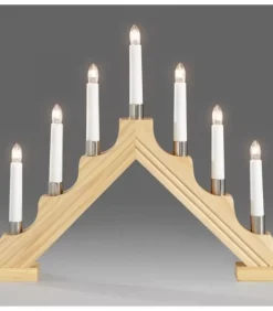 Chandelier De Noël À 7 Branches, Bois Naturel