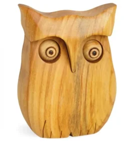 Chouette En Bois Poli, 9 Cm