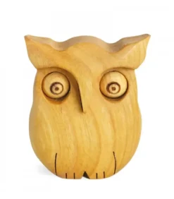 Chouette En Bois Poli, 6,5 Cm