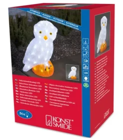 Chouette Lumineuse Led Acrylique, 36 Cm