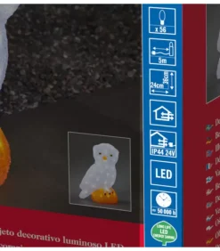 Chouette Lumineuse Led Acrylique, 36 Cm