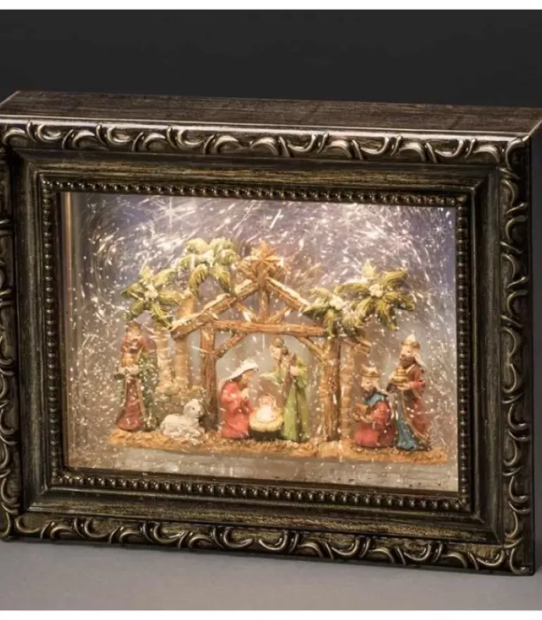 Crèche De Noël Lumineuse, Effet Neige