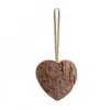 Déco De Noël, Coeur En Bois A Suspendre A Ruban Dore, 6 Cm