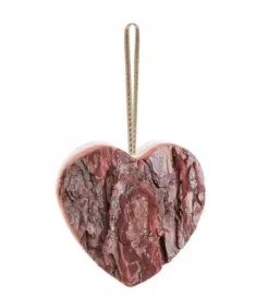 Déco De Noël, Coeur En Bois A Suspendre A Ruban Dore, 9 Cm