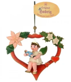 Décoration Sapin De Noël, Ange Dans Un Coeur Rouge