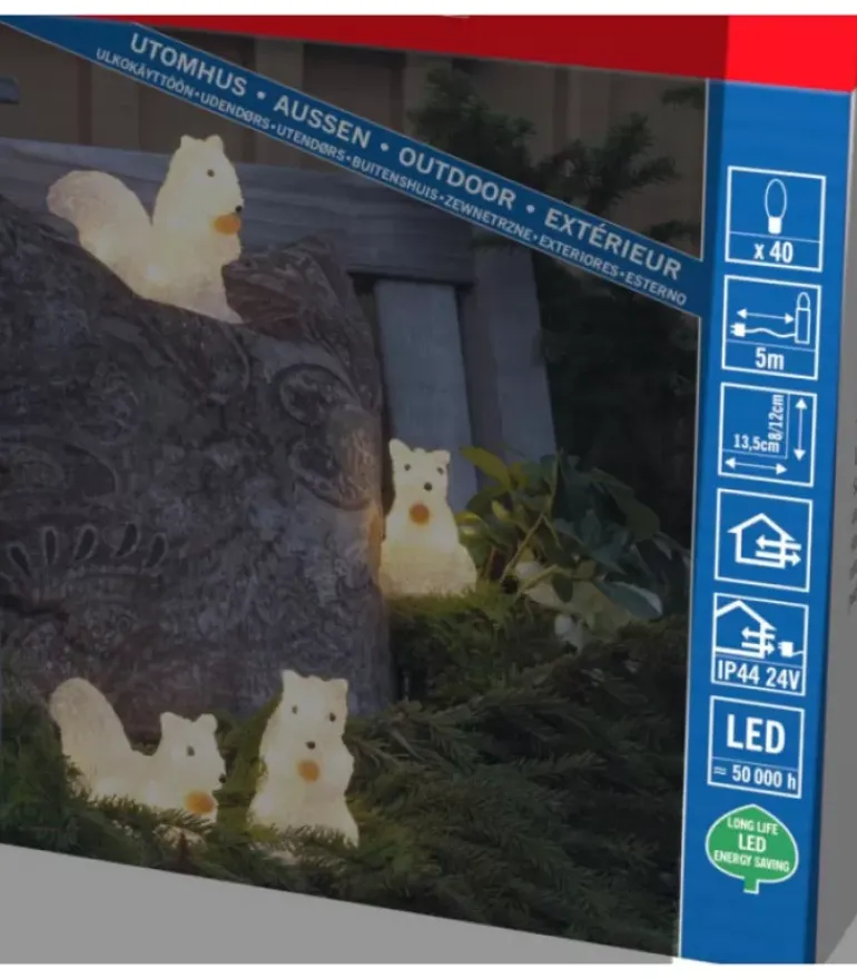 Ecureuils Lumineux 12 Cm En Acrylique, 40 Diodes Blanc Chaud