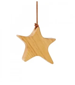 Etoile En Bois D'Aulne A Suspendre, Asymetrique 7,5 Cm
