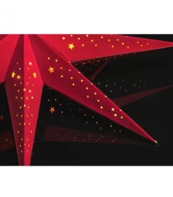 Etoile Lumineuse 7 Branches En Papier Velours Rouge A Suspendre, 60 Cm