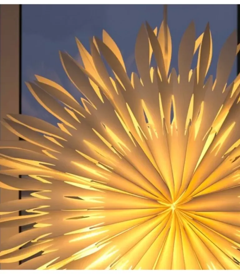 Etoile Lumineuse Electrique En Papier A Suspendre, Blanche, 60 Cm