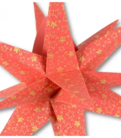 Etoile Lumineuse Rouge En Papier 3D, A Suspendre, 45 Cm
