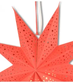 Etoile Lumineuse Rouge En Papier A Suspendre, 45 Cm