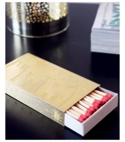 Etui Dore Motif Sapin De Noël Pour Boite D'Allumettes