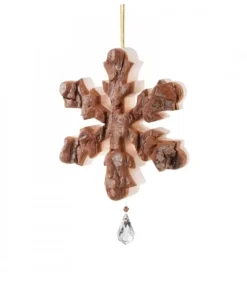 Flocon De Neige En Bois A Suspendre Avec Cristal Swarovski