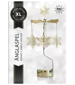 Grand Carrousel De Noël Flocons De Neige Dores, 28 Cm