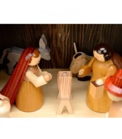 Grande Crèche De Noël En Bois Avec Personnages