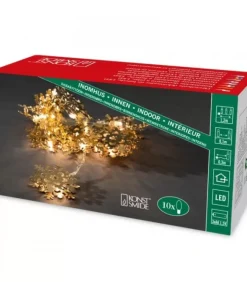 Guirlande Lumineuse Décorative A Led, Flocons De Neige Metalliques Dores