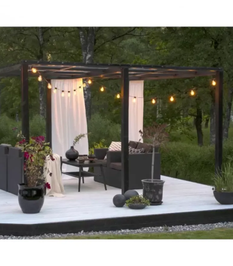 Guirlande Lumineuse De Terrasse 10 M Extensible, 10 Ampoules Ambrees