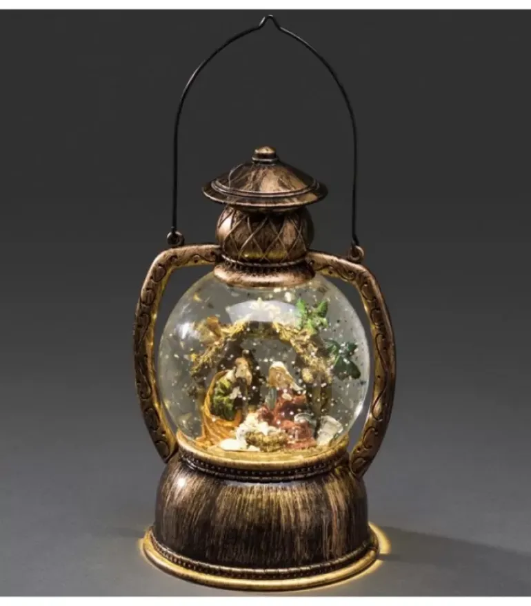Lanterne À Neige, Crèche De Noël, 20 Cm