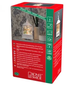 Lanterne De Noël Blanche, Père Noël Volant Au-Dessus D'Un Village