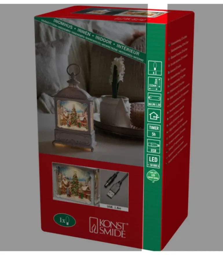 Lanterne De Noël Blanche, Village De Noël Avec Sapin