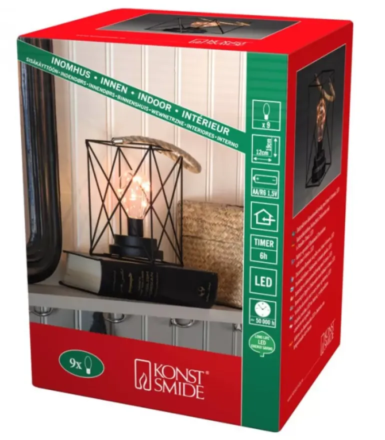 Lanterne Lumineuse A Led En Metal, Carree, 19 Cm