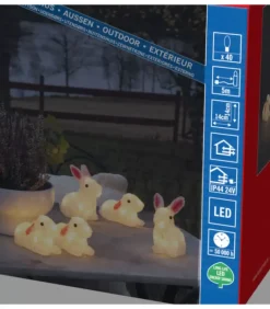 Lapins Lumineux 14 Cm En Acrylique, 40 Diodes Blanc Chaud