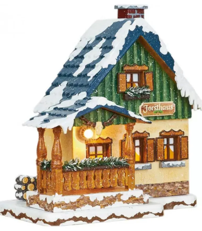 Maison Eclairee Pour Figurine De Noël Miniature Winterkinder, La Maison Forestiere