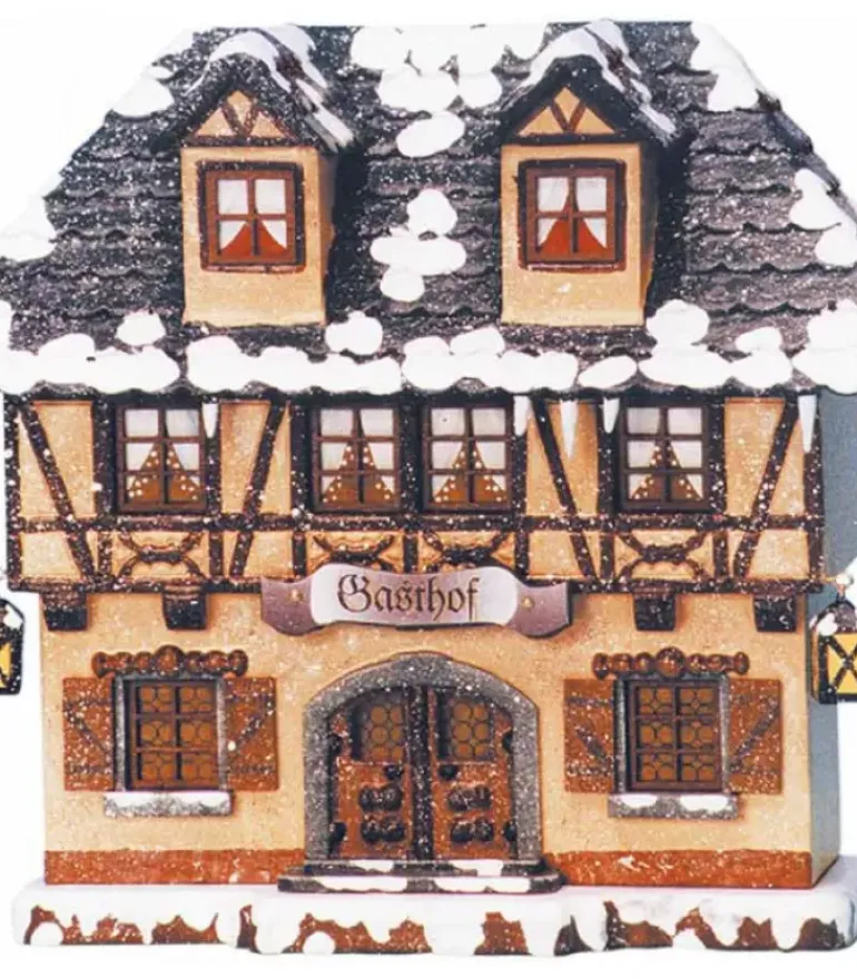 Maison Eclairee Pour Village De Noël Miniature Winterkinder, Restaurant