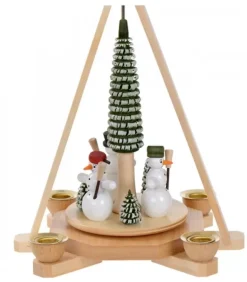 Manège De Noël En Bois Bonhommes De Neige