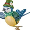 Oiseau Décoratif, Mesange Bleue Et Noeud Vert, 6 Cm