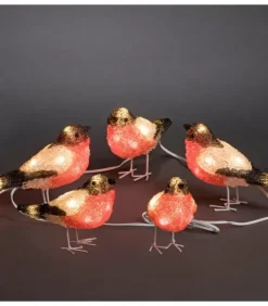 Oiseaux Lumineux Led, 5 Rouge-Gorge