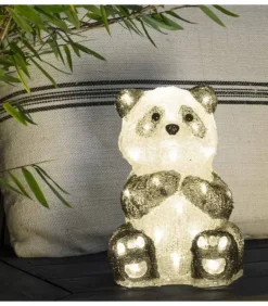 Panda Lumineux Led 27 Cm En Acrylique, 40 Diodes Blanc Chaud