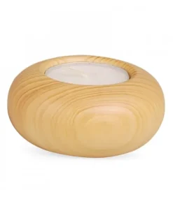 Petit Bougeoir En Bois Couleur Lasure, 7 Cm