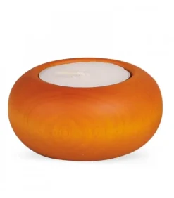 Petit Bougeoir En Bois Couleur Lasure, 7 Cm