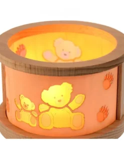 Petit Photophore En Bois, Famille Oursons