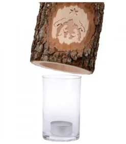 Photophore En Bois Cisele, Crèche De Noël Et Etoile